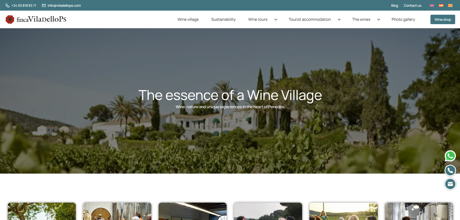 Web de la bodega Viladellops, desarrollada por Galeon Studio